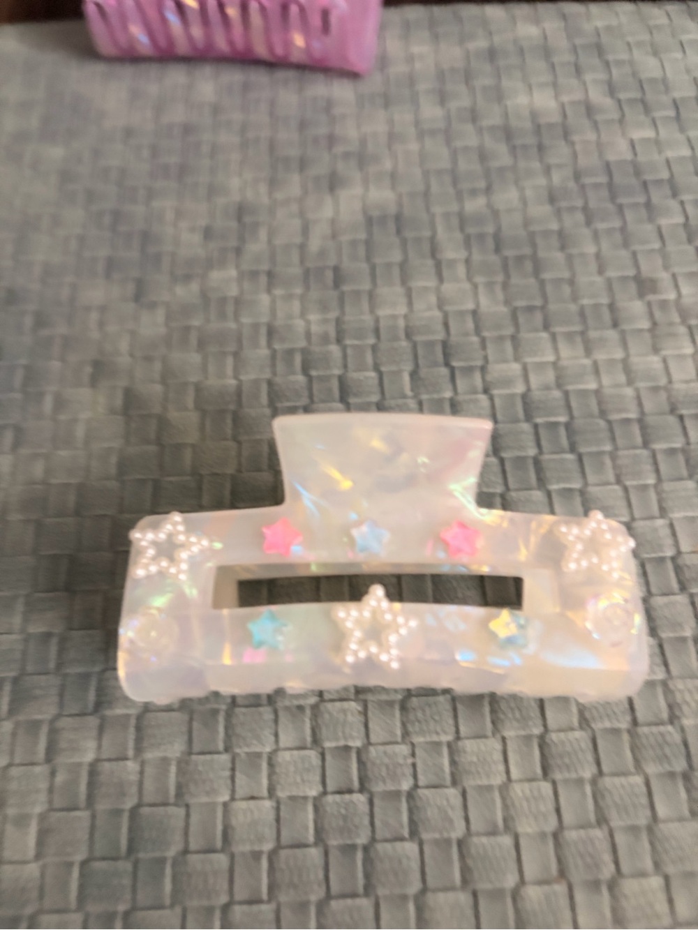 Iridescent Pink Star Kids Hair Claw Clip new handmade